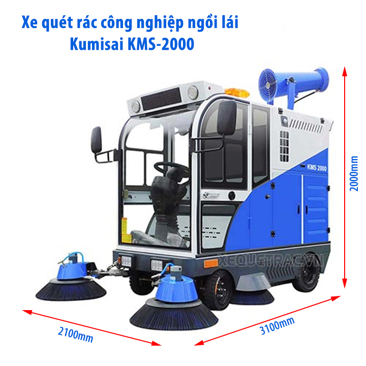 Xe quét rác công nghiệp ngồi lái Kumisai KMS 2000