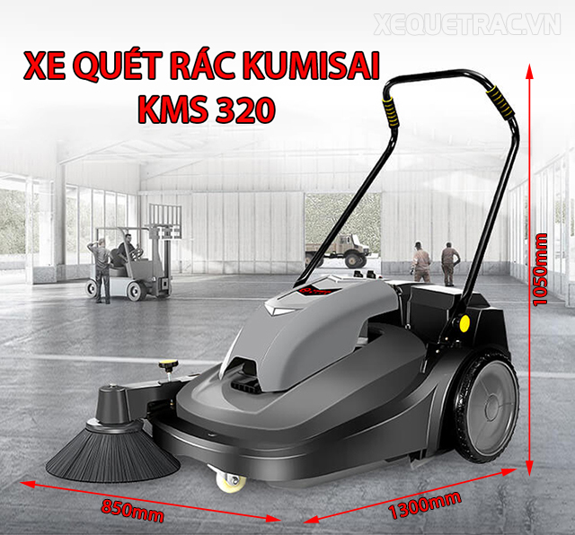 Kích thước xe quét rác đẩy tay Kumisai KMS 320