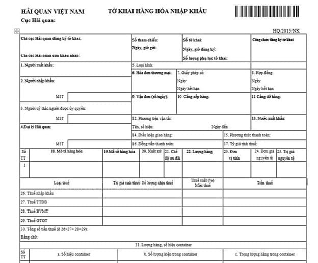 Hồ sơ hải quan nhập khẩu xe quét rác